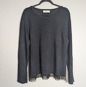 L Judith Hart Collection Vintage Black Beaded Trim Sweater